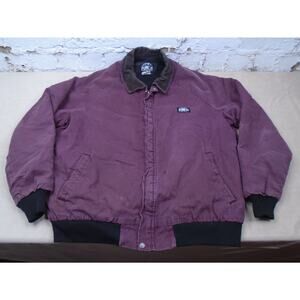 VTG 90s Canvas Santa Fe Quilt Lined Jacket Mens Plum XXL Corduroy Collar Work